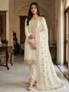 Jf 040 Pure Fendy Silk With Heavy Embroidery Sequence Work Readymade Suits Online Wholesale